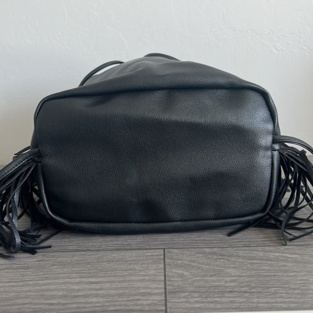Victoria Secret‎ Black Pleather Fringe Backpack NWOT - Picture 3 of 4